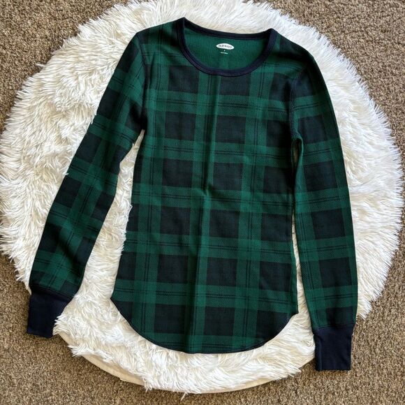 Old Navy Pajama Set New Pants & Top Green Blue Checkered Womens Size Small - Picture 2 of 7